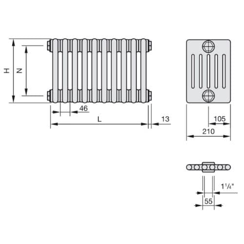Чертеж Zehnder Charleston 6060