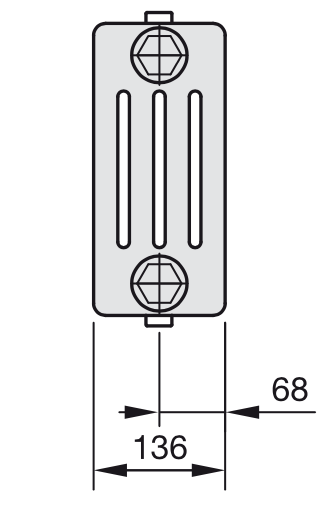 Схема 4-трубчатого радиатора Zehnder